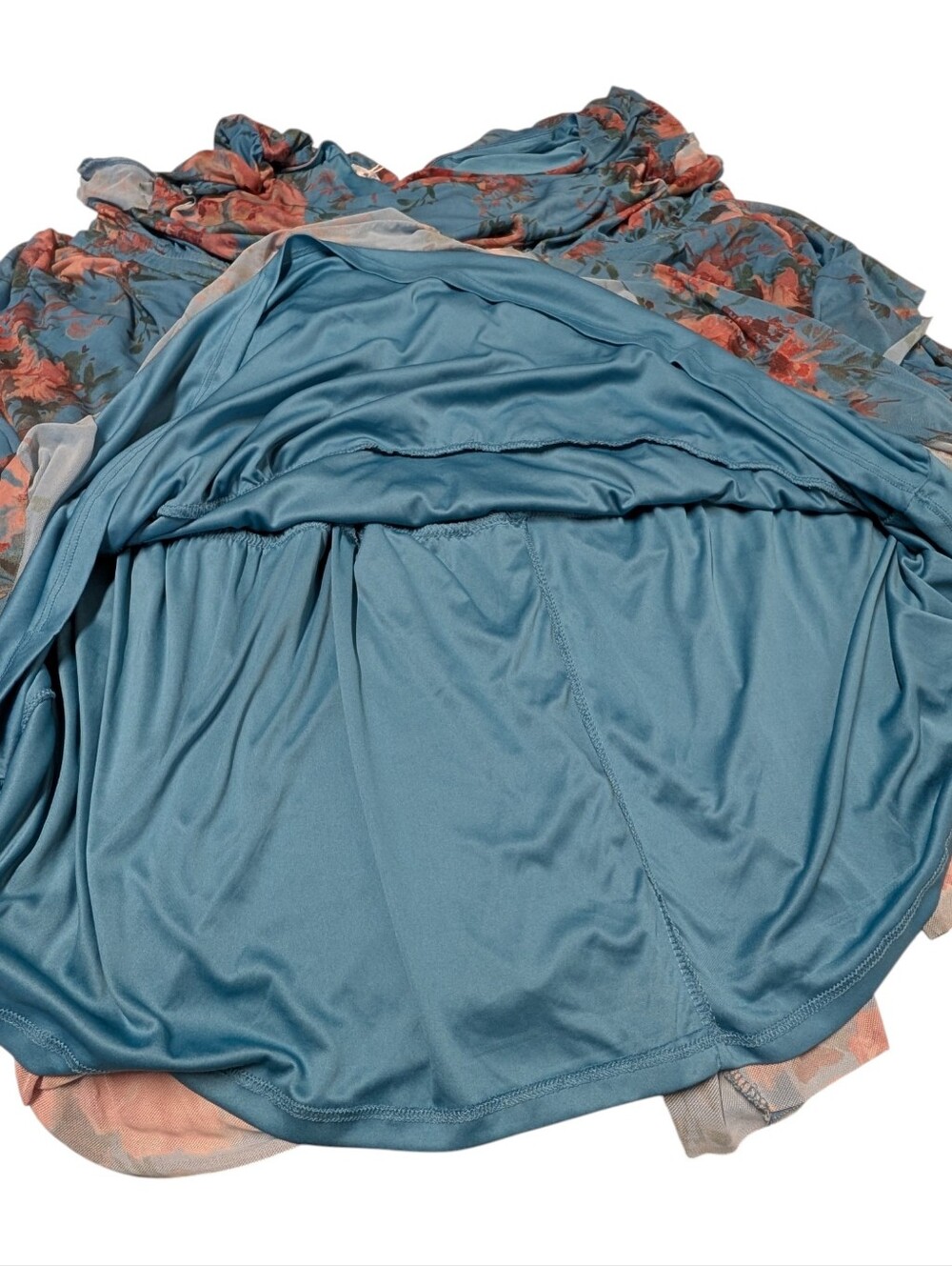 Maurices 4X Teal Blue Floral Tiered Maxi Dress Flutter Sleeve V-Neck Boho NWT - Picture 5 of 9